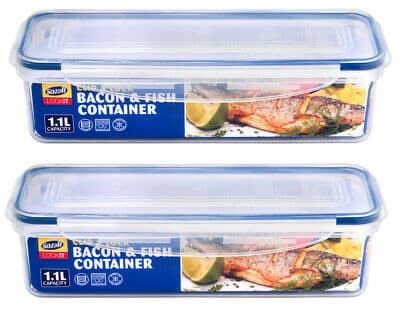 1.1 Litre Clip and Lock Long Bacon Fish Plastic Food Container Storage Box